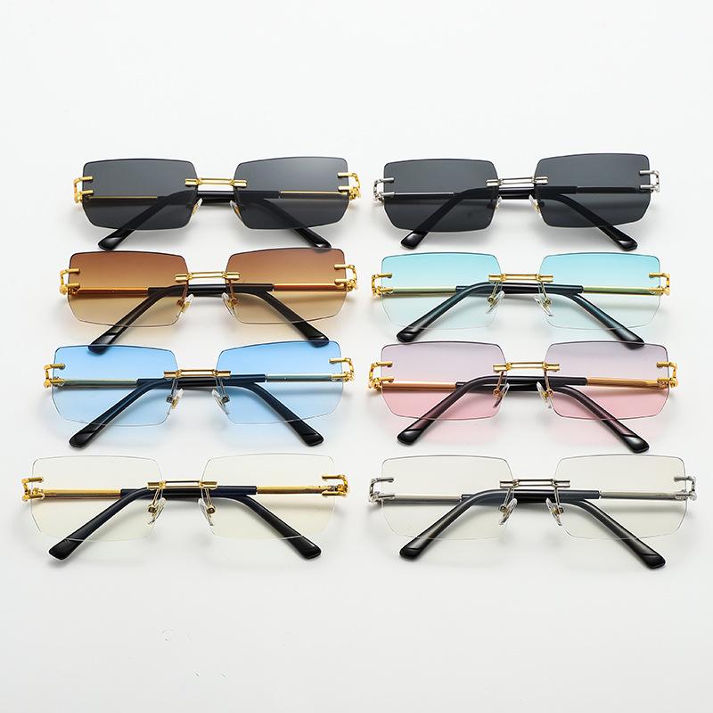 8064 Rimless Sunglasses, Square Gradual Change Glasses, Wind Street Shot Trendy Sunglasses