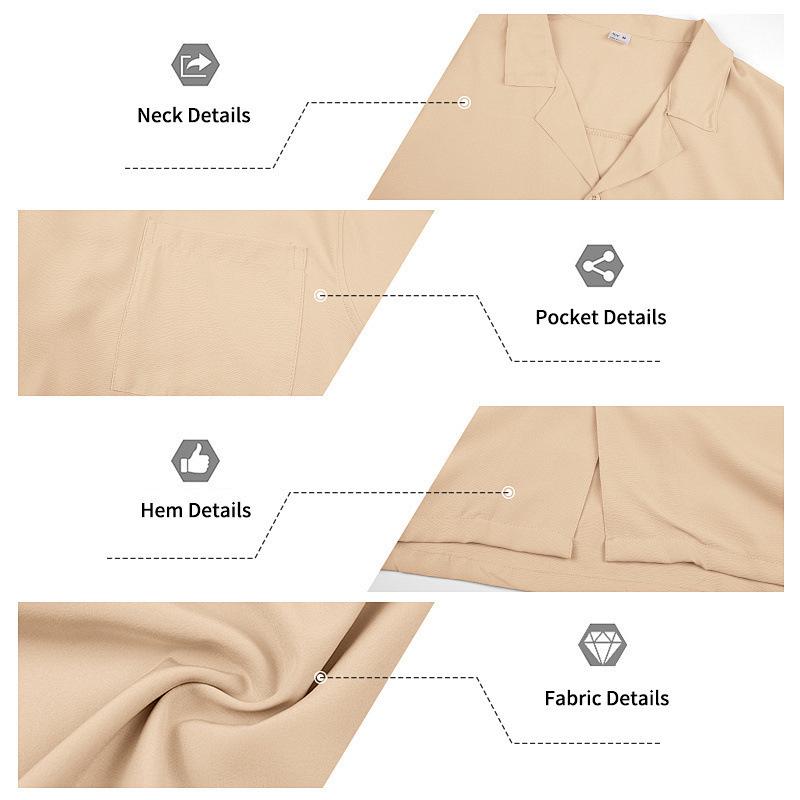 Men's Casual Solid Color Button-Down Shirt & Shorts Set - Summer Vacation Wear