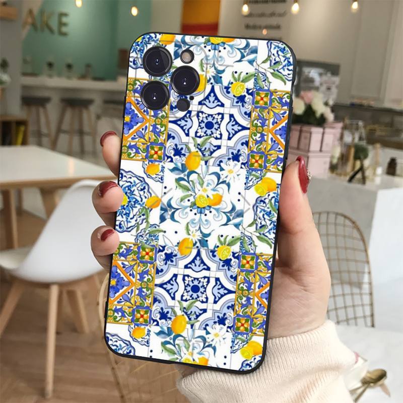 Mediterranean Lemon Phone Case For iPhone 14 11 12 13 Mini Pro XS Max Cover 6 7 8 Plus X XR SE 2020 Funda Shell