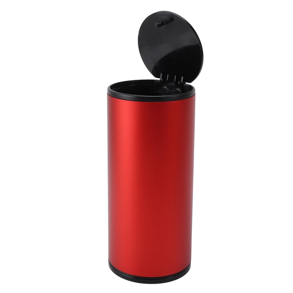 Car Ashtray with Push Type Lid Aluminum Alloy Multifunction Mini Car Trash Can Garbage Container for Outdoor Travel