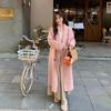 Women's Mid-Length Pink Double-Faced Wool Coat - 2025 Korean Autumn/Winter Style