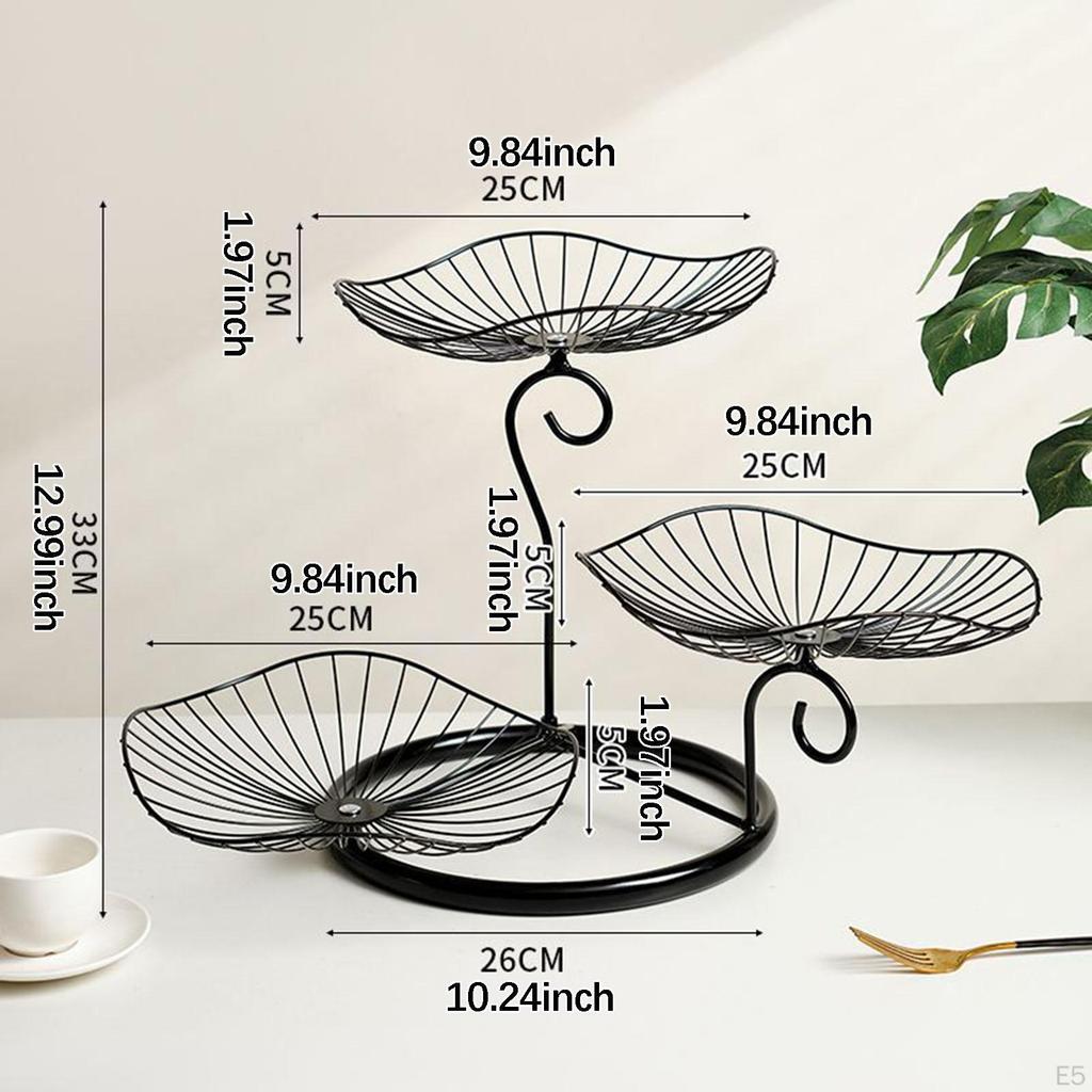 3-Tier Iron Fruit Basket Tabletop Large Capacity Wire Lemon Potato Holder