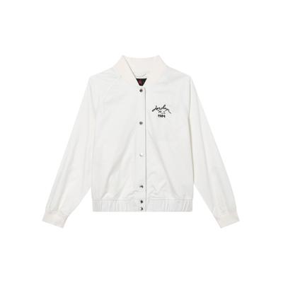 Jaqueta Casual de Manga Comprida com Bainha Elástica de Cor Sólida para Mulheres, Branco Vela FN5787-133