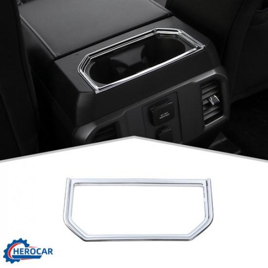 Chrome Rear Armrest Box Cup Holder Cover Trim Decoration for Ford F150 2015-