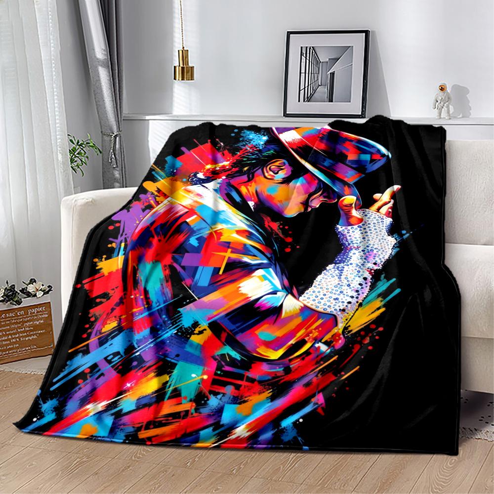 Michael Jackson Vibrant Pop Icon Portrait Blanket Warmthful Decor Suitable For Chair Sofa Bedding For All Occasions Digital Print Birthday Christmas G
