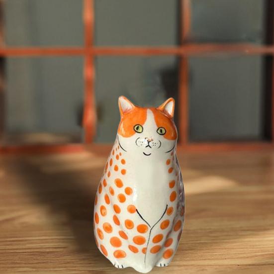 Tečkovaná kočičí váza s květinami Dekorace na pracovní plochu Pryskyřice Kreslený koťátko Květinové rostliny Váza Vnitřní Držák na skutečné sušené květiny Květinová aranžmá Nádoba