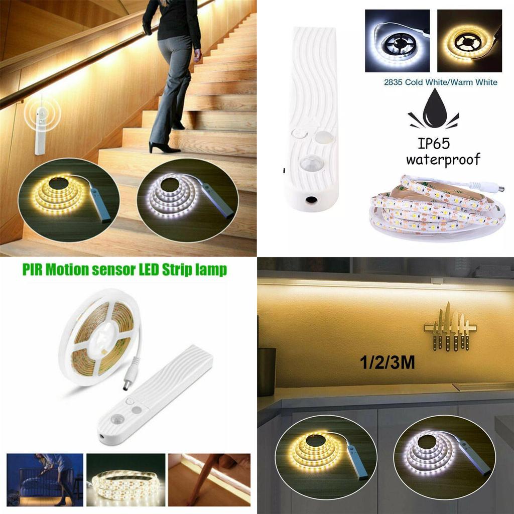 Waterproof Pir Motion Sensor Led Strip Lights Perfect For Cabinets And Stairs With Easy Installation