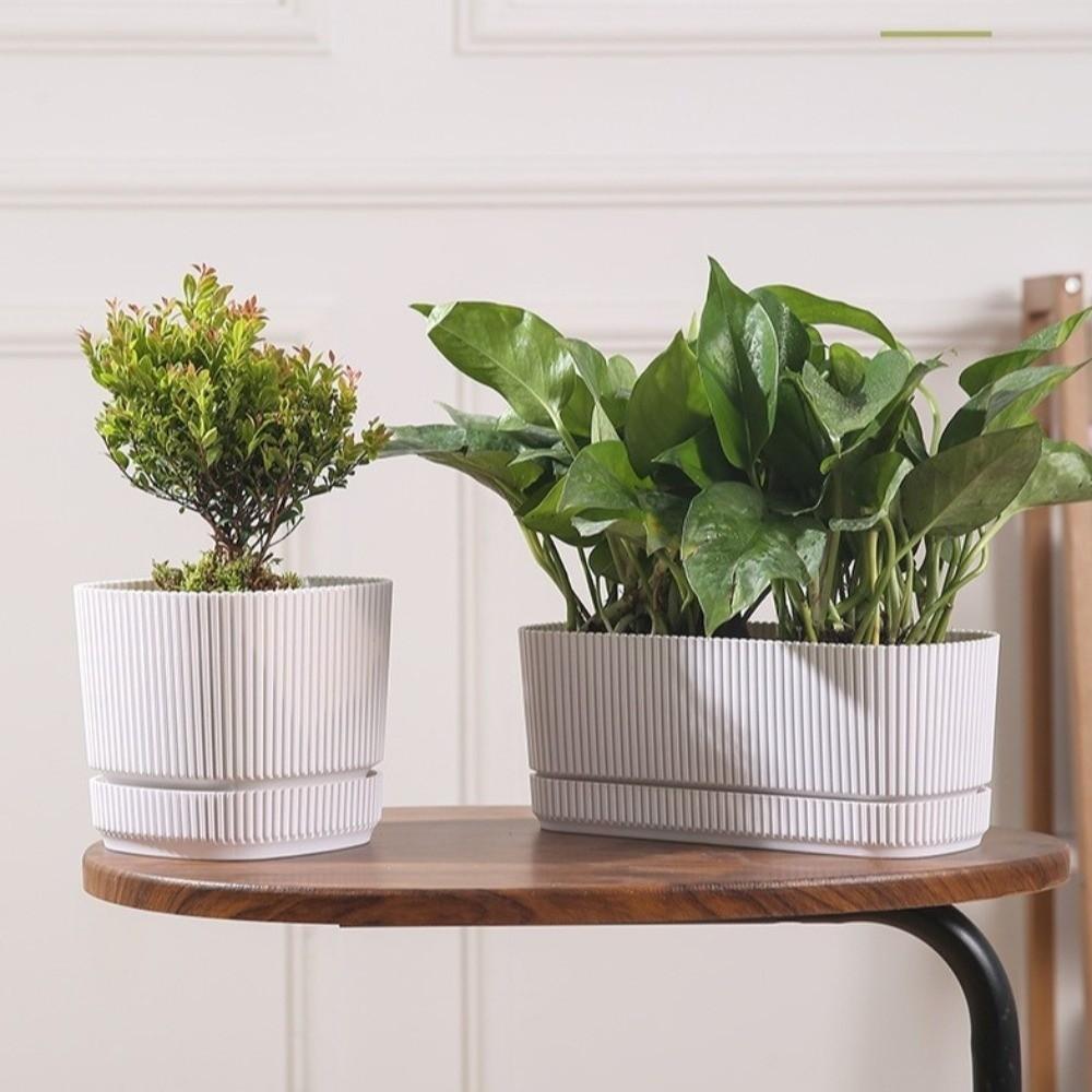 Double Layer Self Watering Flower Pot Plastic Desktop Vase Lazy Plant Pot Large Capacity Thickened Vegetable Container
