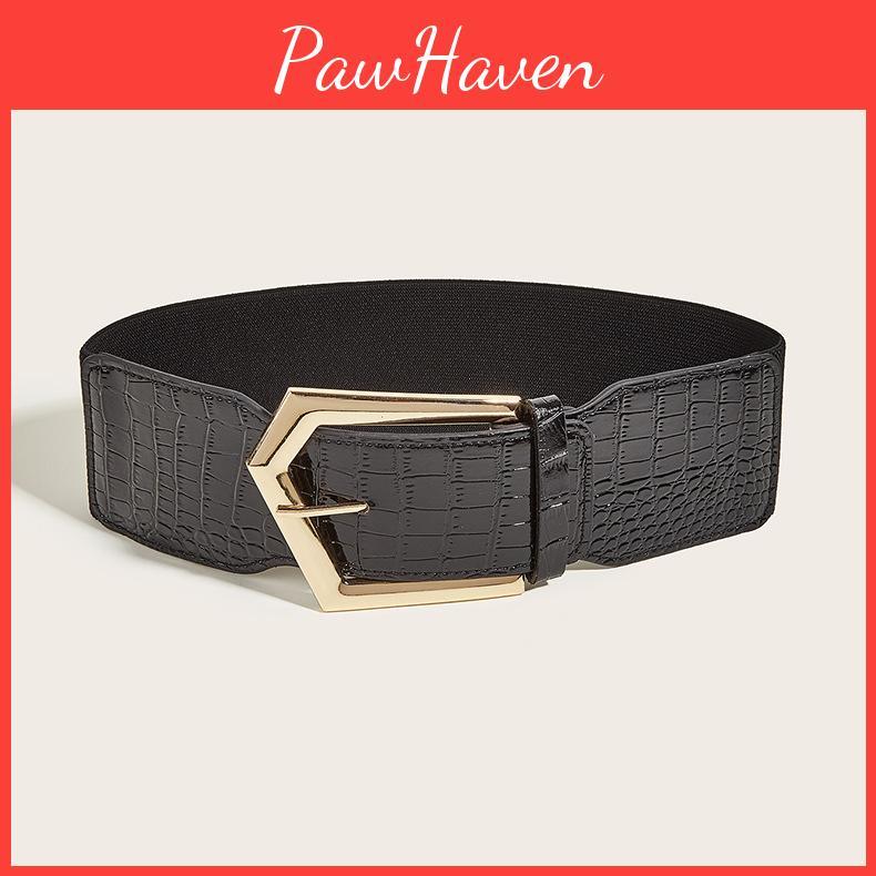 Style Vintage Wide Waist Belt With Irregular Metal Buckle For Womens Apparel