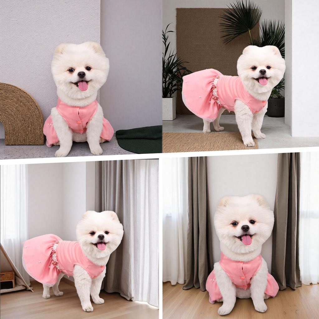 Dog Dress Girl Puppy Clothes Pink Pet Apparel Doggie Cute Tulle Dress Cat Clothing Kitten Dresses Doggy Birthday Wedding Skirt