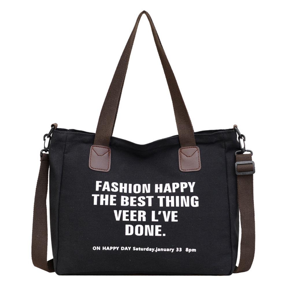 Storage Pouch Letter Canvas Shoulder Bag Large Capacity Casual Women Tote Bag Soft Underarm Bag Versatile Canvas Handbag Travel