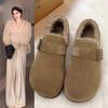 Vintage Flat Boots Women's Winter Warm Cotton Shoes Soft Bottom Slip-on Shoes Thickened Brogues Women Shoes