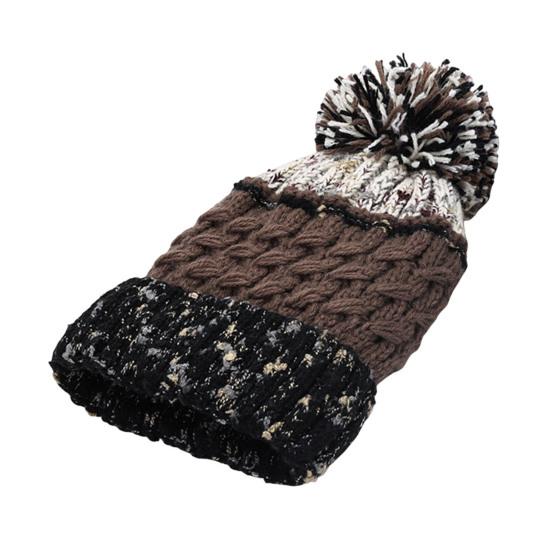 Women Winter Knitting Hat with Pom Poms Decor Patchwork Color Autumn Winter Jacquard Hat Windproof Breathable Headwear