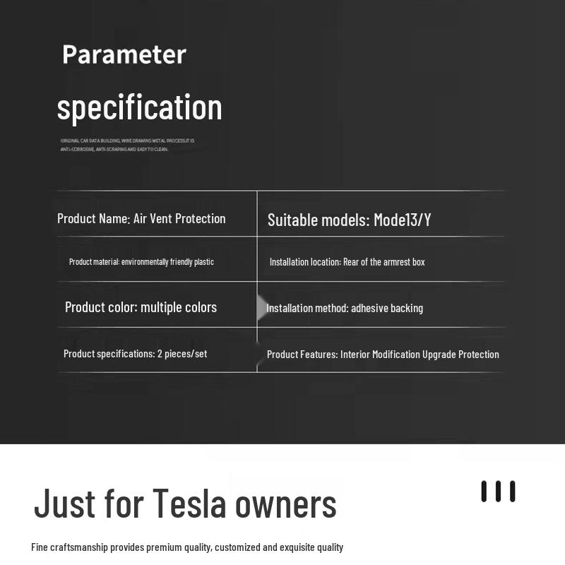 Tesla Model 3/Y Rear Armrest Air Vent & Anti-Kick Panel Protector