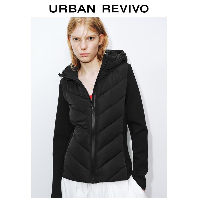 UR 2025 Winter Women's Simple Quilted Hooded Zipper Cotton Jacket