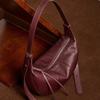 First Layer Cowhide Croissant Bag Diagonal Span Dumpling Bag Genuine Leather Single Shoulder Practical Commuting Solid Color Soft Leather Women'S Bag