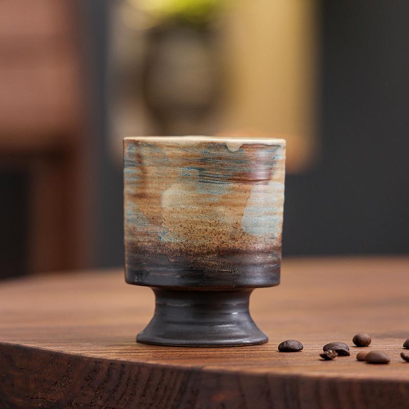 Retro Ceramic Coffee Cup Graffiti Kiln-Changed Latte Cup Creative Coarse Pottery Afternoon Teacup