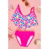 Girl Kids Flexible Pink Skirt Bikini Set
