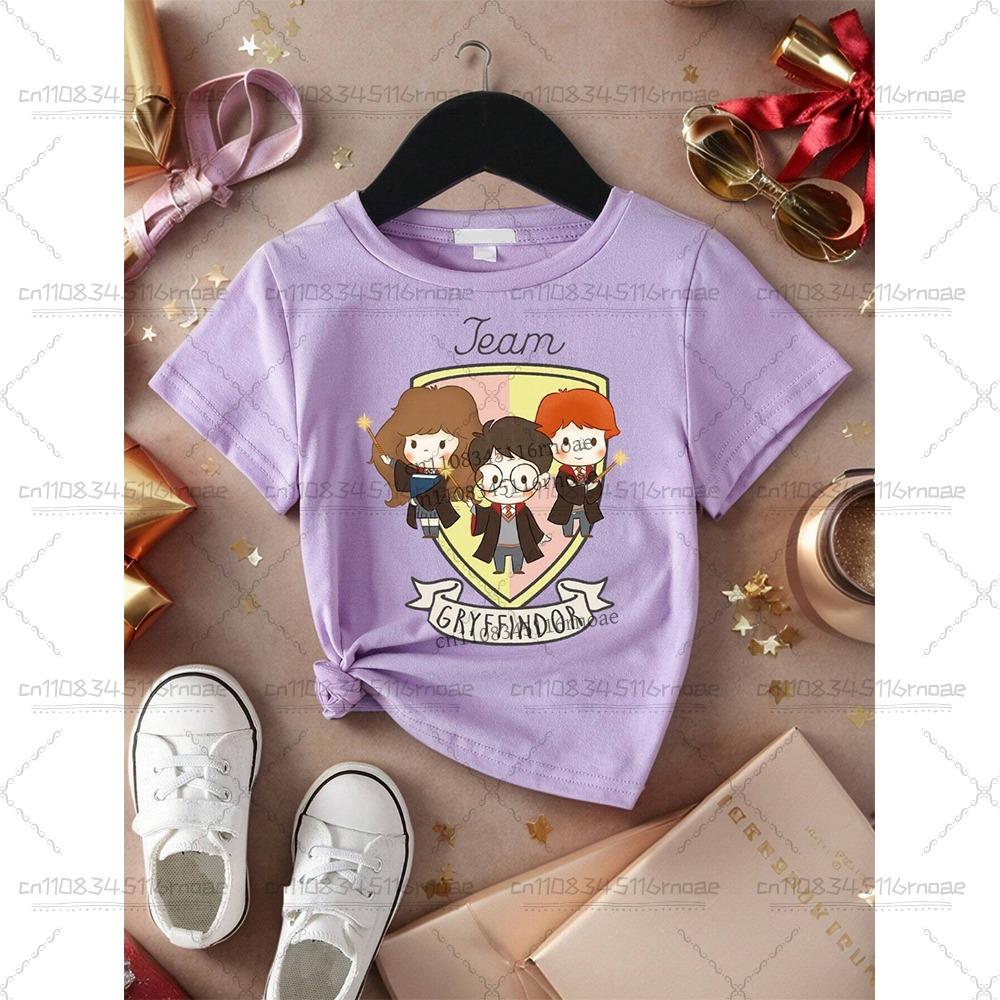

2026 Harry Potter Boys and Girls Creative Printing Fashion Short-sleeved O-neck T-shirt for Children 110