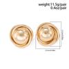 Fashion Simple Geometry Gold Color Metal Texture Winding Smooth Semi-circle Stud Earrings for Women Korean Temperament Jewelry