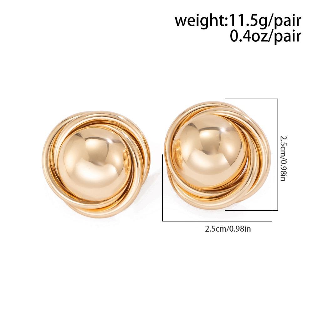 Fashion Simple Geometry Gold Color Metal Texture Winding Smooth Semi-circle Stud Earrings for Women Korean Temperament Jewelry
