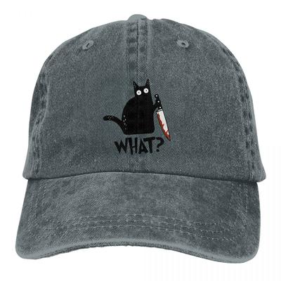 Cat What Murderous Black Cat With Knife Baseball Caps Palarii unisex Femei Protectie viziera Snapback Art Saps