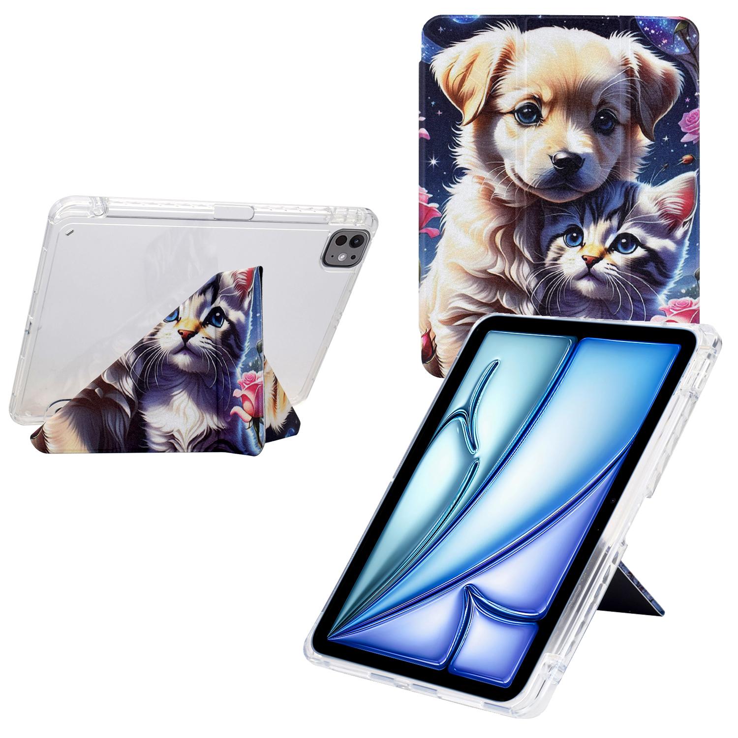 

Tablet Case For iPad Air 11 (2025)/(2024)/Air (2022)/(2022)/Pro 11 (2022)/(2021)/(2020)/(2018),Pattern Leather+Acrylic Cover Cat and Dog