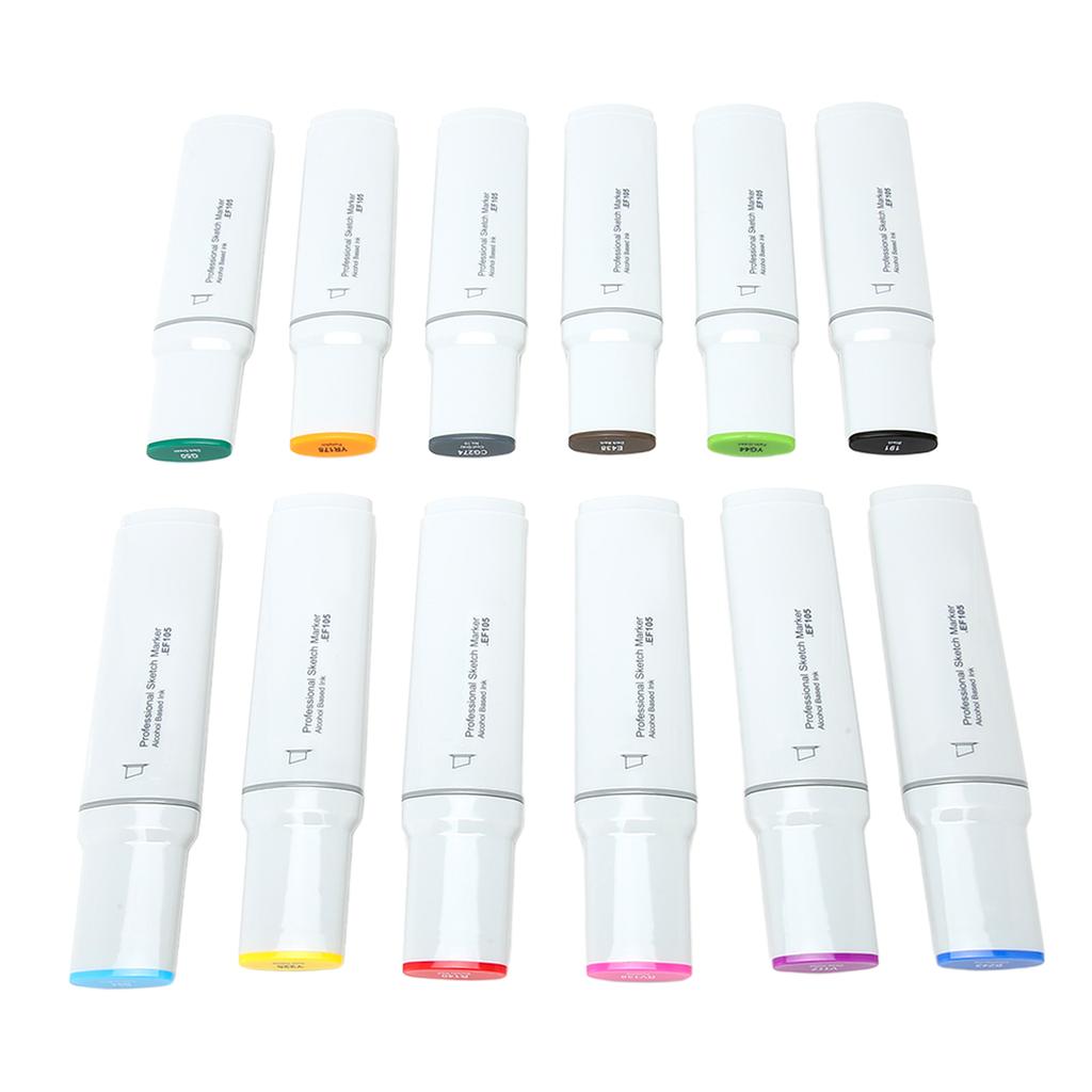 Wide Tip Markers Refillable Ink Even Inking Alcoholic Paint Marker for Paper Plastic Wood Glass 12pcs