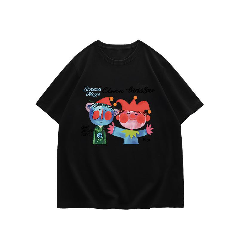 2025 Nischen-Design Graffiti-Stil reines Baumwoll-Kurzarm-T-Shirt Damen süß und salzig Koreanisches Halbarm-Top Trend