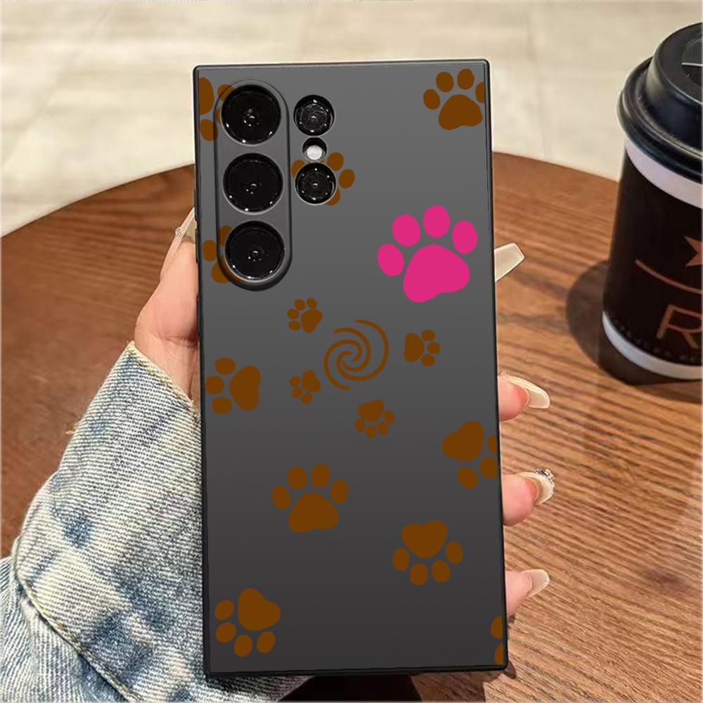 Colorful Paw Prints Pattern Phone Case for Samsung Galaxy S25 S24 Ultra S23 S22 S21 S20 FE Plus Soft TPU Protection Cover