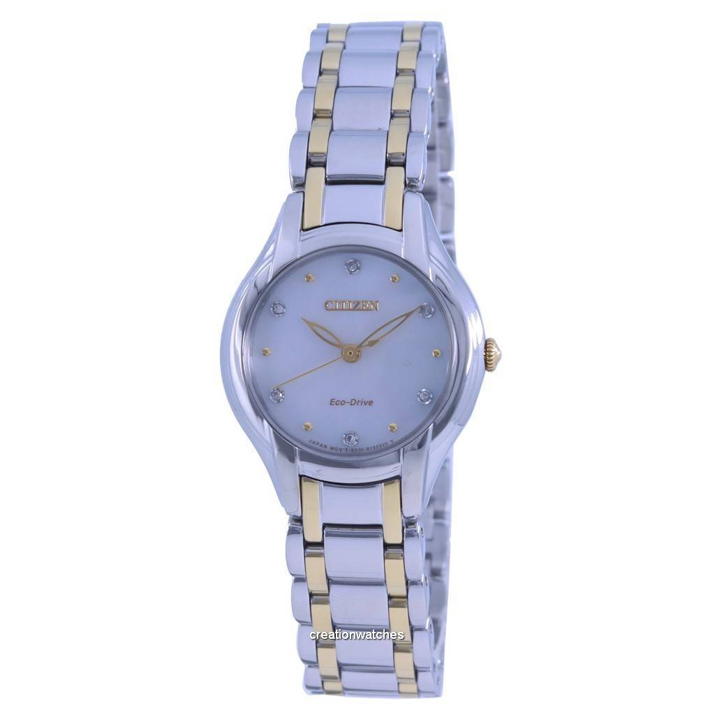 

Двухцветные женские часы Citizen из нержавеющей стали Eco-Drive EM0284-51D с бриллиантами
