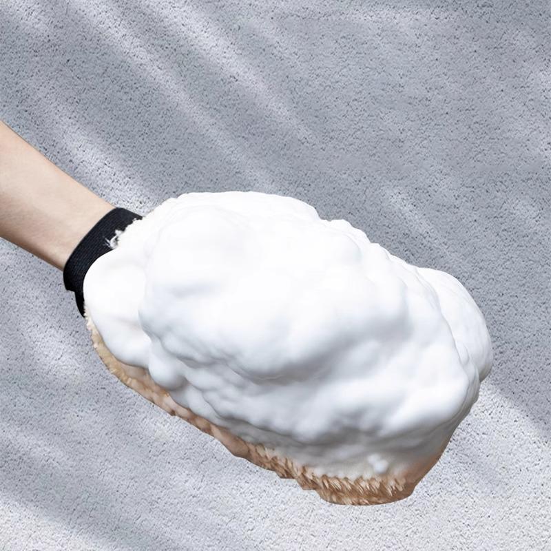 1/5Pcs Double-sided Plush Car Wash Gloves Soft Thickened Imitation Wool Wiping Car Dusting glove Polishing Waxing Cleaning Tools