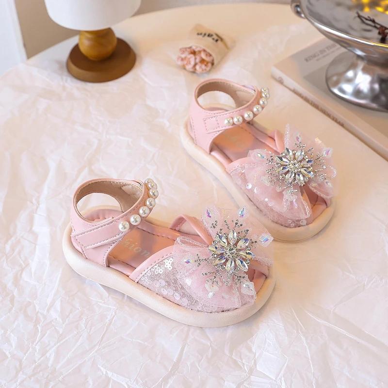 

Children Princess Shoes for Girls Summer New Fashion Korean Style Soft Bottom Anti-slippery Versatile Chic Dress Shoes 24