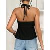 Womens V Neck Wrap Tank Top With Eyelet Embroidery Spaghetti Strap Casual Peplum Sleeveless Blouse