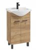 Craft oak bathroom cabinet with a 50 cm washbasin with a black tap and Mea siphon