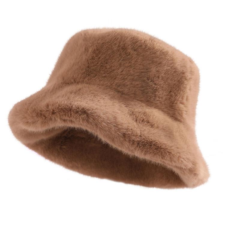Hat Winter Women's Plush Bucket Hat Autumn and Winter New Warm Imitation Mink Rabbit Fluff Bucket Hat Basin Hat