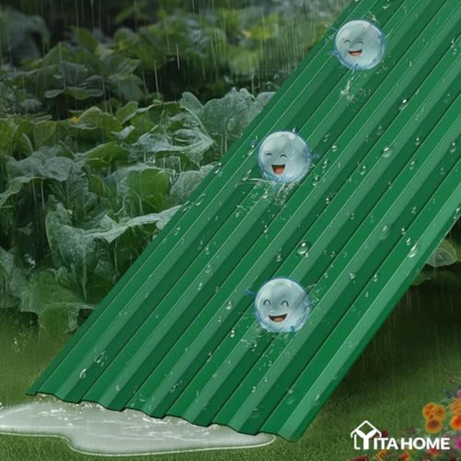 8x4x2ft Large Raised Garden Bed Kit Galvanized Metal Planter Box with Gloves Ground Nails Support Rod Safety Rubber Outdoor Abo