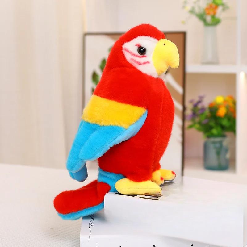 

25 см милый мультяшный попугай, имитация птицы, красочный плюшевый попугай, плюшевые игрушки, хомдекор, мягкие куклы, мягкие животные, подарок для детей, украшение 25cm красный