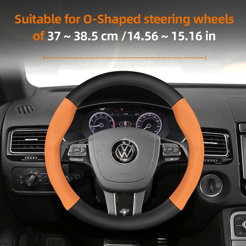 Suitable for Volkswagen Breathable Leather Matte Carbon Fiber Texture Steering Wheel Cover Suitable for Polo Golf 5 6 7 Gol Cc Passat B6 B8 Jetta