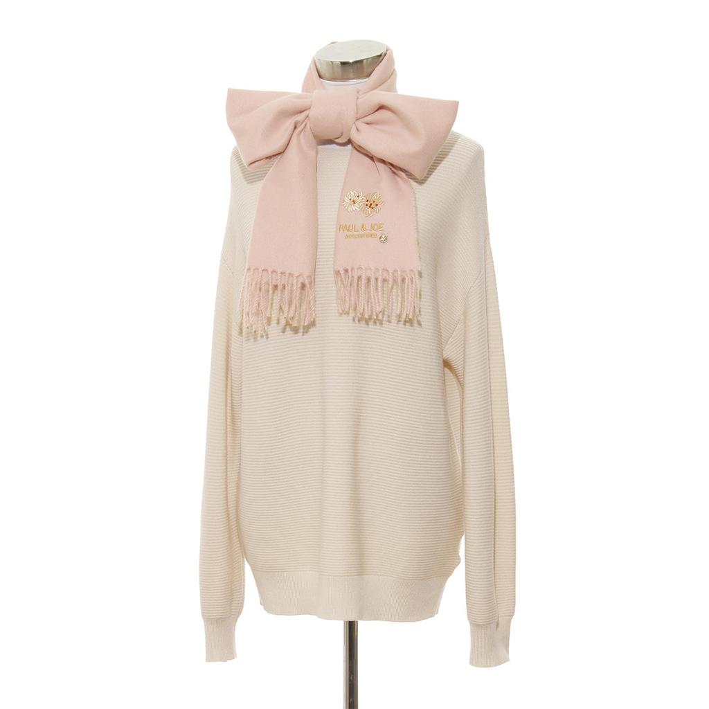 ACCESSOIRES Joe Solid Color with Chrysanthemum Packaged Scarf Pink [Paul & Joe] [Moonbat] (Paul & Accessories) Embroidery, 50078,