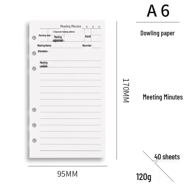 A6 Loose-Leaf Multi-Functional Planner: Daily/Weekly Plan & Accounting Inserts - Removable Inner Pages Replacement