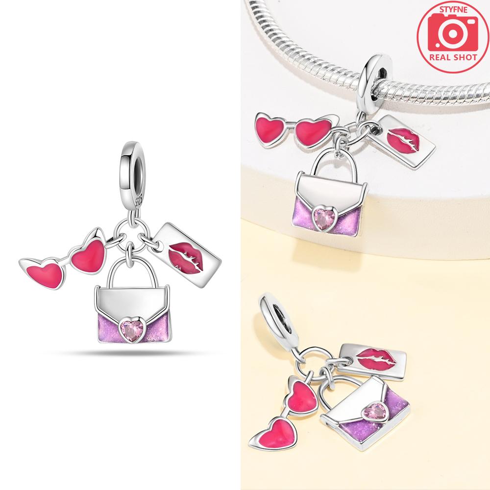 Exquisite Pendants Woman Original Charms Cute Pink Crown Perfume Bottle Bag Beads Fit Copper Bracelet Jewelry Fine Gift Diy