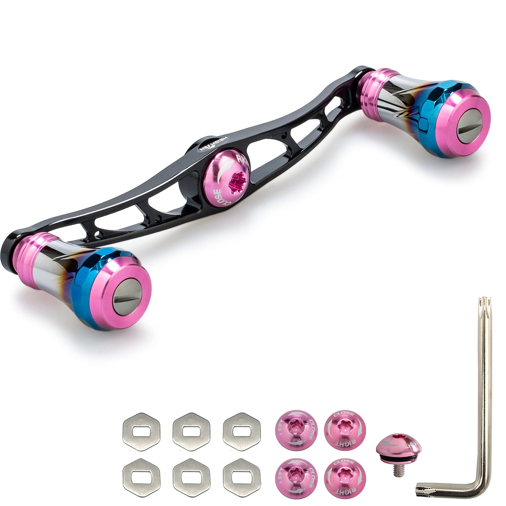 

HEIGHTEN Baitcasting Reel Handle for Abu Aviation Aluminum Aurora Series Sakura Pink V2.0 90mm/105mm/115mm Shimano, Daiwa, Garcia, (V1.0-115mm - &