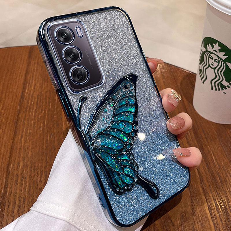Reno12 5G Case Luxury,Bling Quicksand Butterfly Case For OPPO Reno 12 11 10 Pro A59 A79 A38 A78 A36 A76 A57 A58 Shockproof Cover