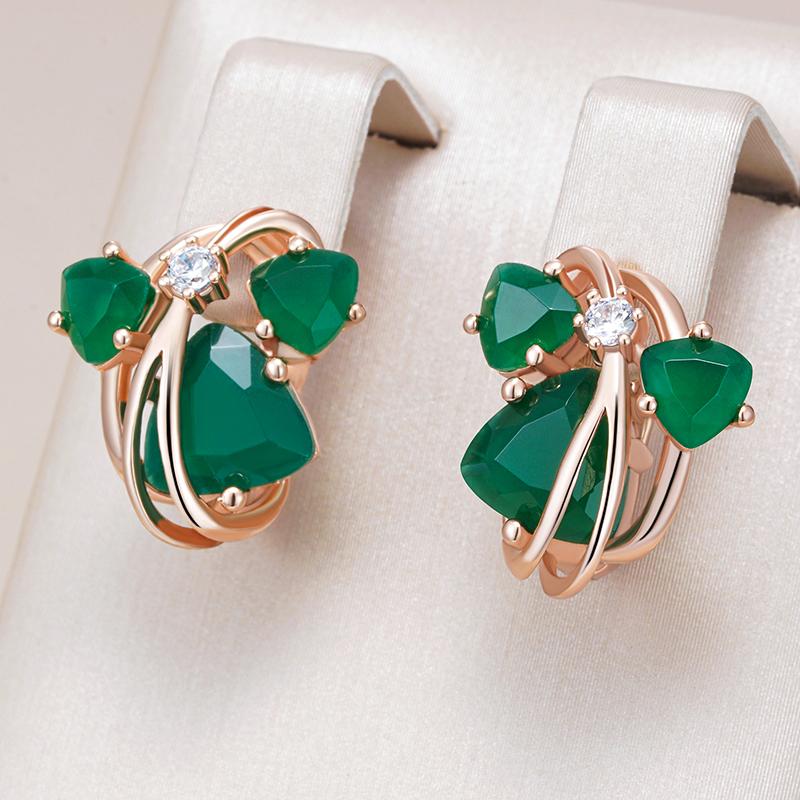 Unusual Full Sparkling Green Natural Zircon Drop Earrings For Women Luxury Rose Gold High Quality Daily Fine Jewelry