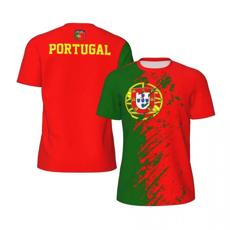 PORTUGALIJOS Vėliava 3D Spausdinimo Sportinė Greitai Džiūstanti Kvėpuojanti Vyriška Moteriška Marškinėliai Lauko Futbolo Džersis Komandos Klubo Trumpomis Rankovėmis Viršutinė Apranga