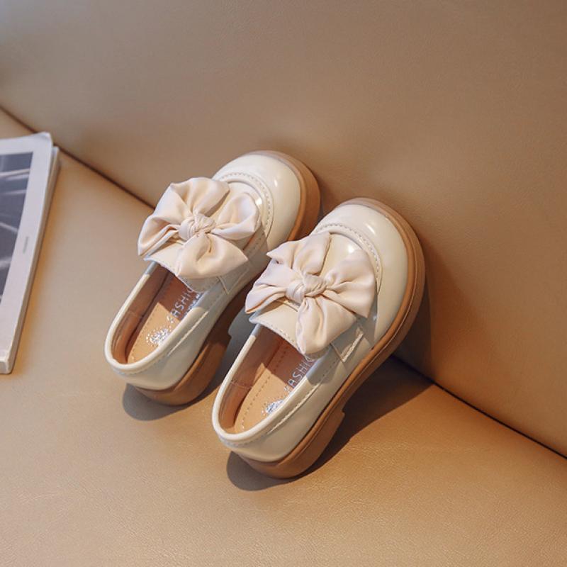 Jarní a podzimní nové holčičí kožené boty korejská verze Holčička Baby Bow Princezna Boty Holčička Mary Jane Single Boty