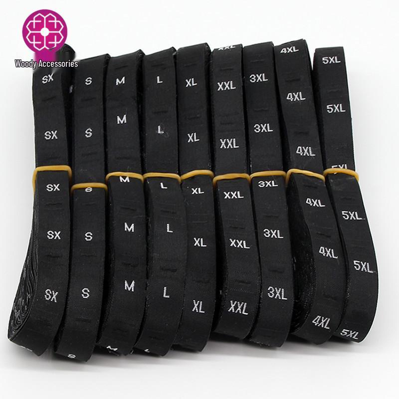

Customizable Universal Size Labels for Clothing in Black, White, and Red