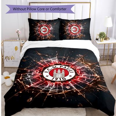 FC St. Pauli Football Printed 3 Pieces Bedding Set, Comfortable Skin Friendly Bedroom Duvet Cover Set