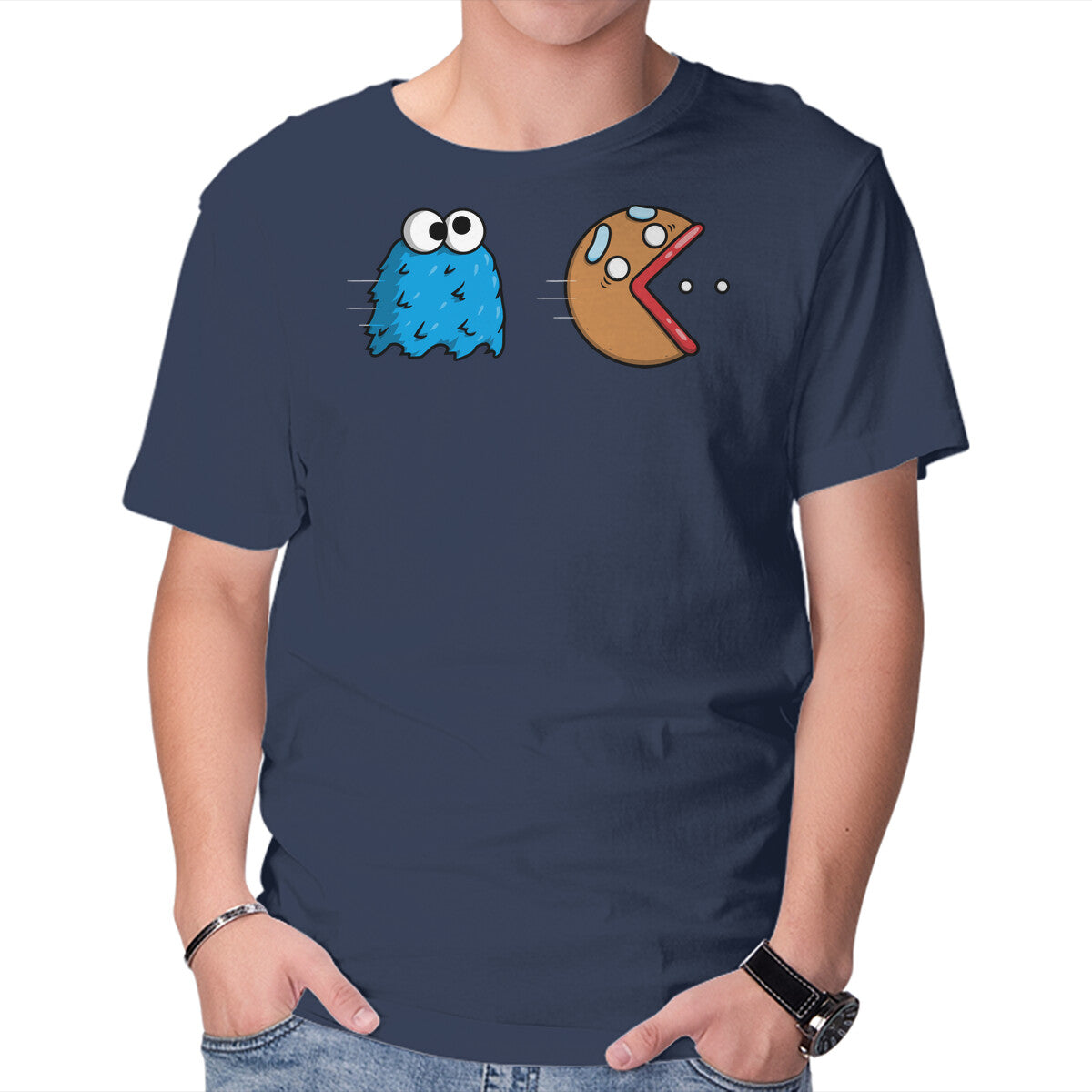 Unisex Crew Neck T-Shirt Cookie Man Graphic Short Sleeve Casual Tee XXL